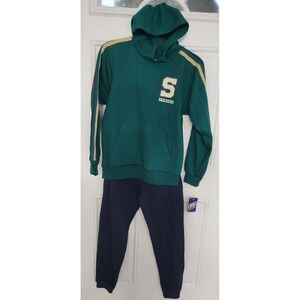 Skechers Boy 2 Piece Set Active Jogger Jacket Hoodie Size L Color Green And Navy